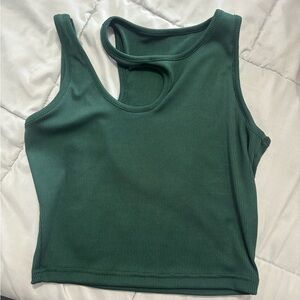 SHEIN Green Sleeveless Asymmetrical Crop Top